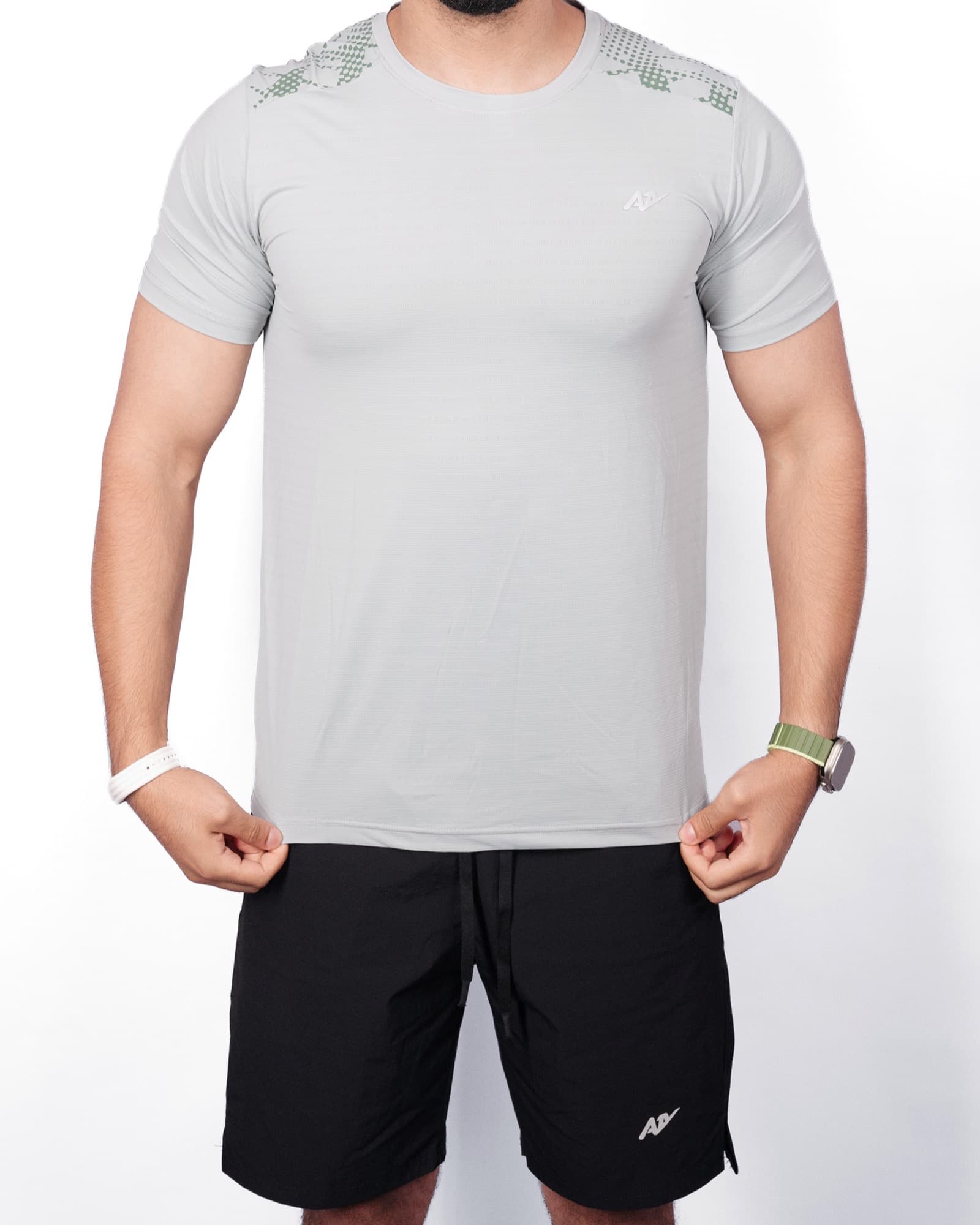Pale Grey Back Print Tee, view 1