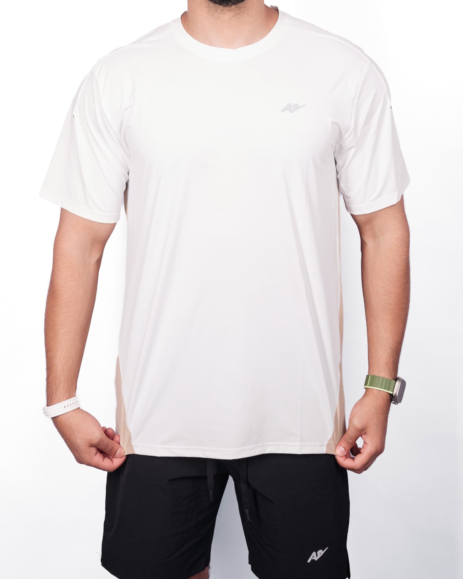 White and Beige Colourblock Tee, view 1