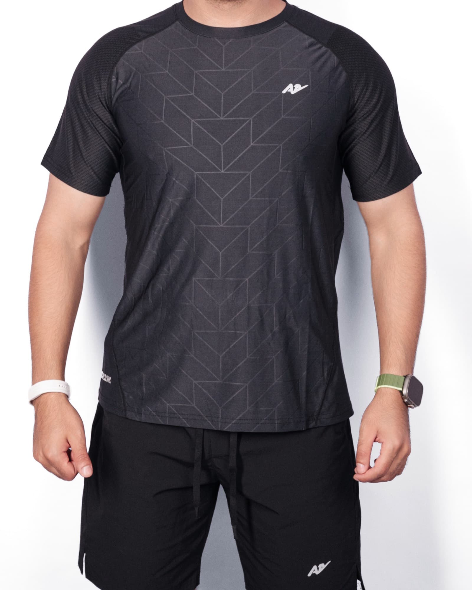 Black Geometric Print Tee, view 1