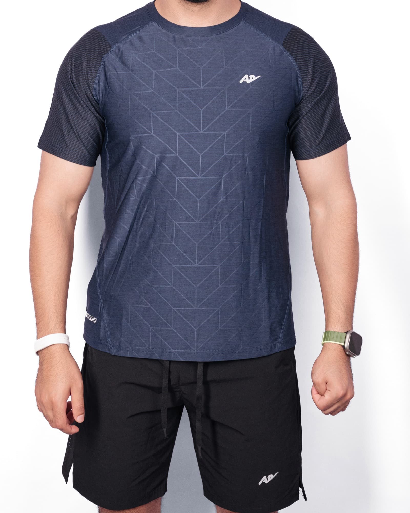 Navy Geometric Print Tee, view 1
