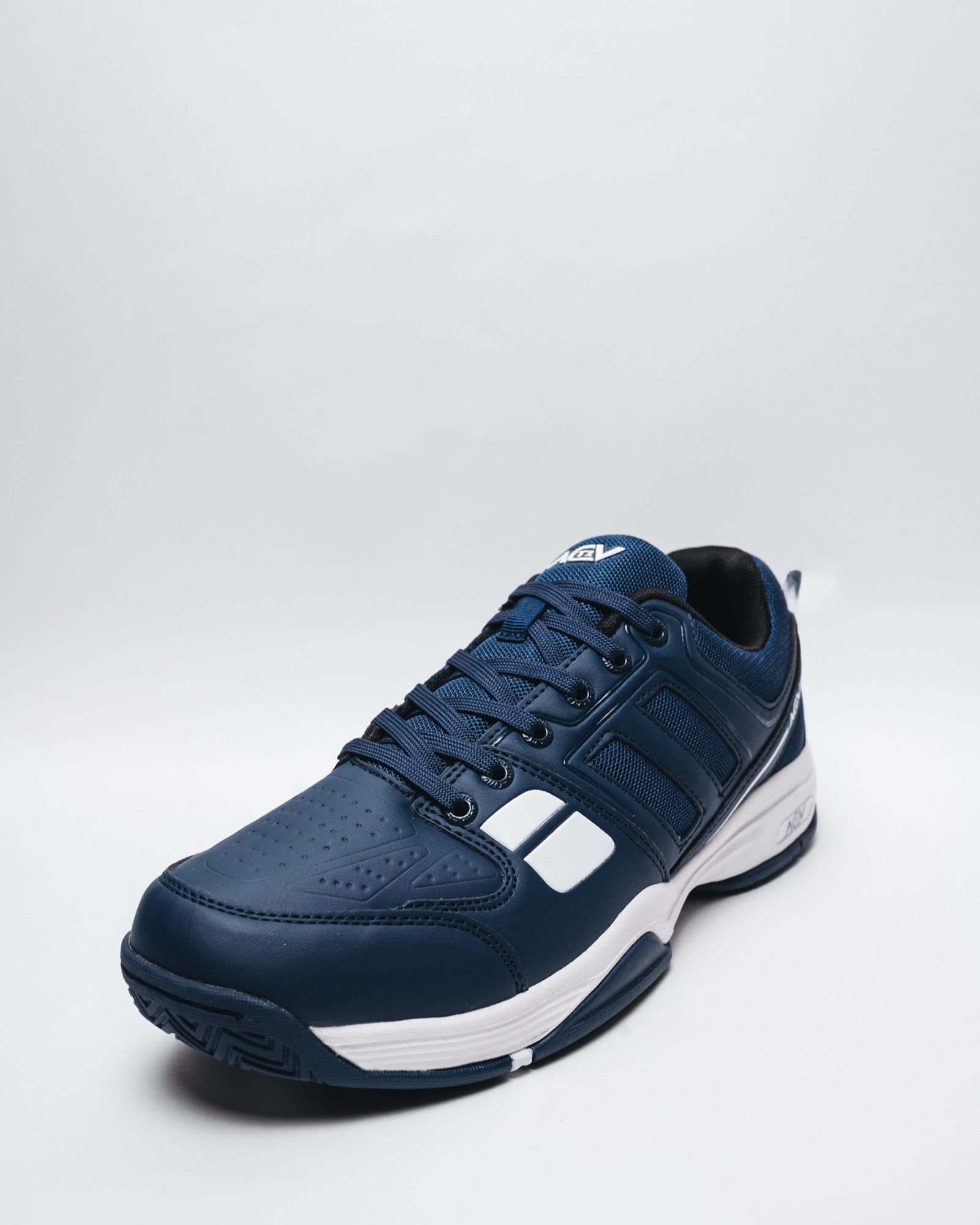Navy and White Panelled Court Shoe, view 1