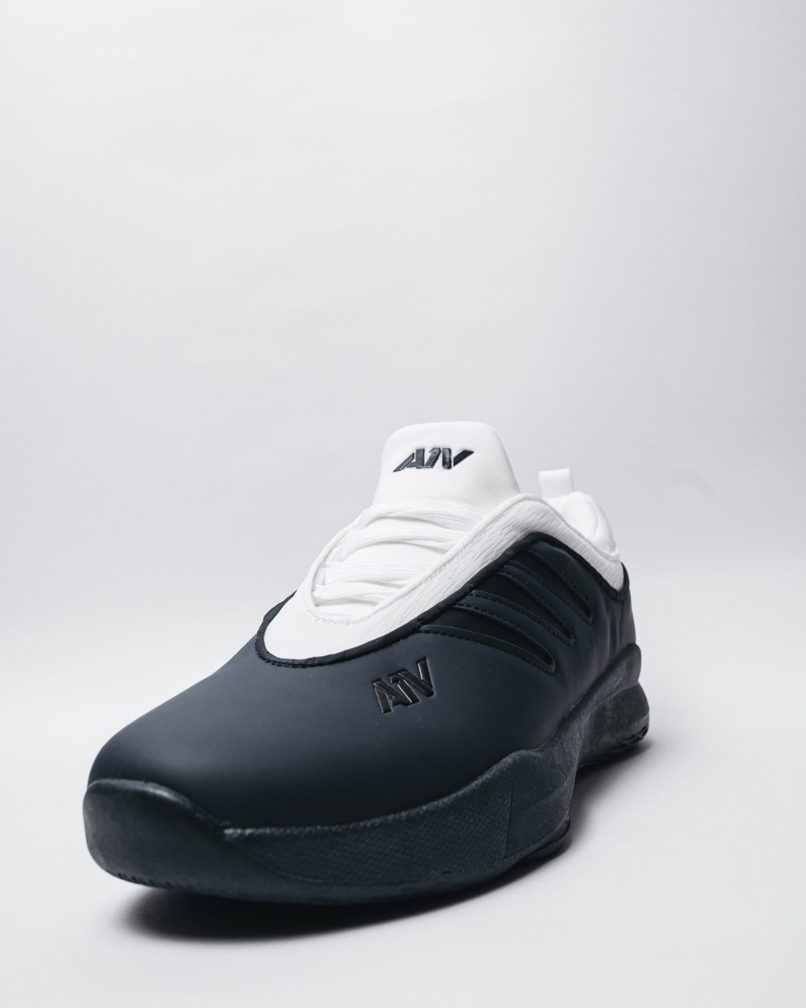 Navy and White Court Shoe, view 1