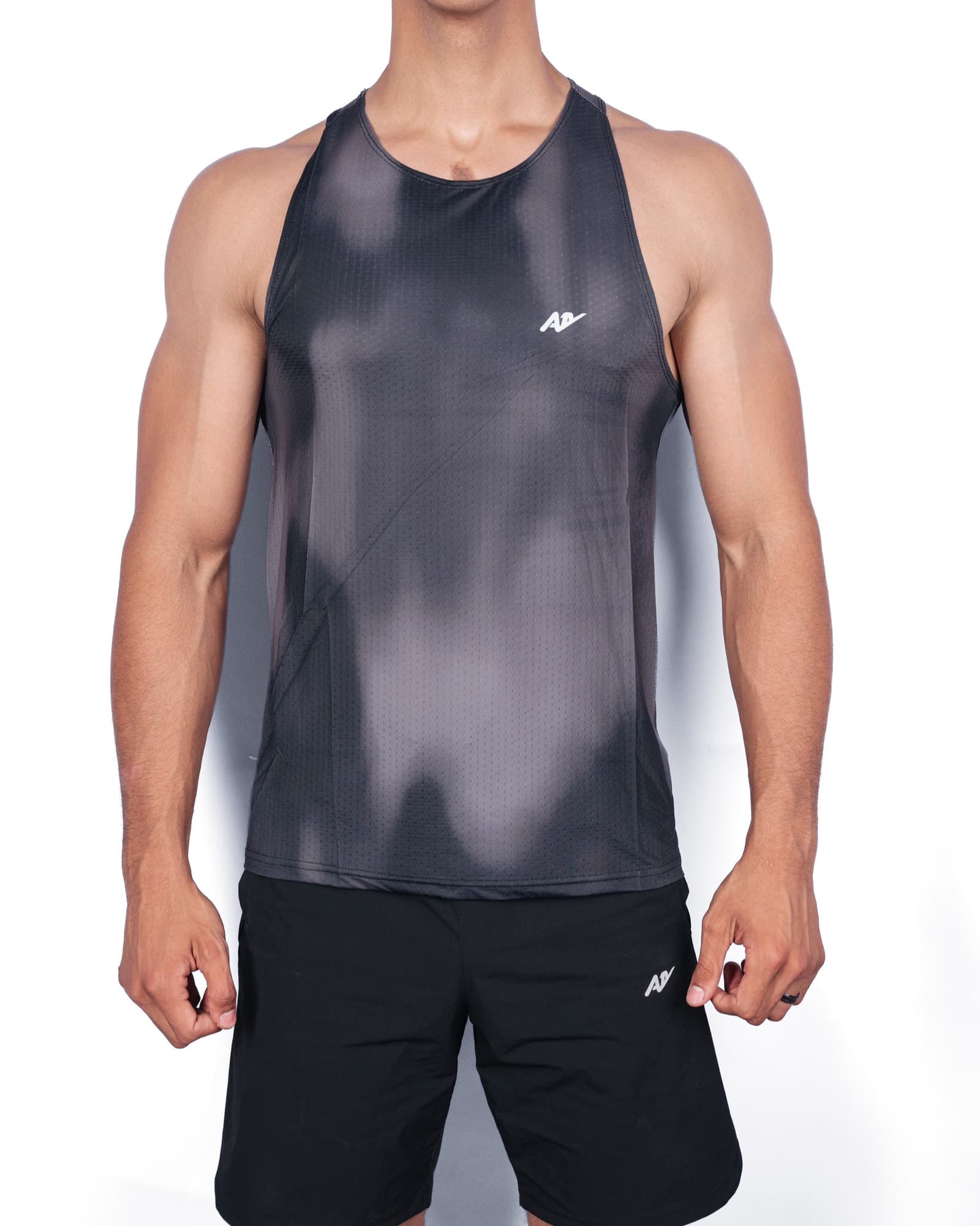 Charcoal Tie-Dye Racerback Singlet, view 1