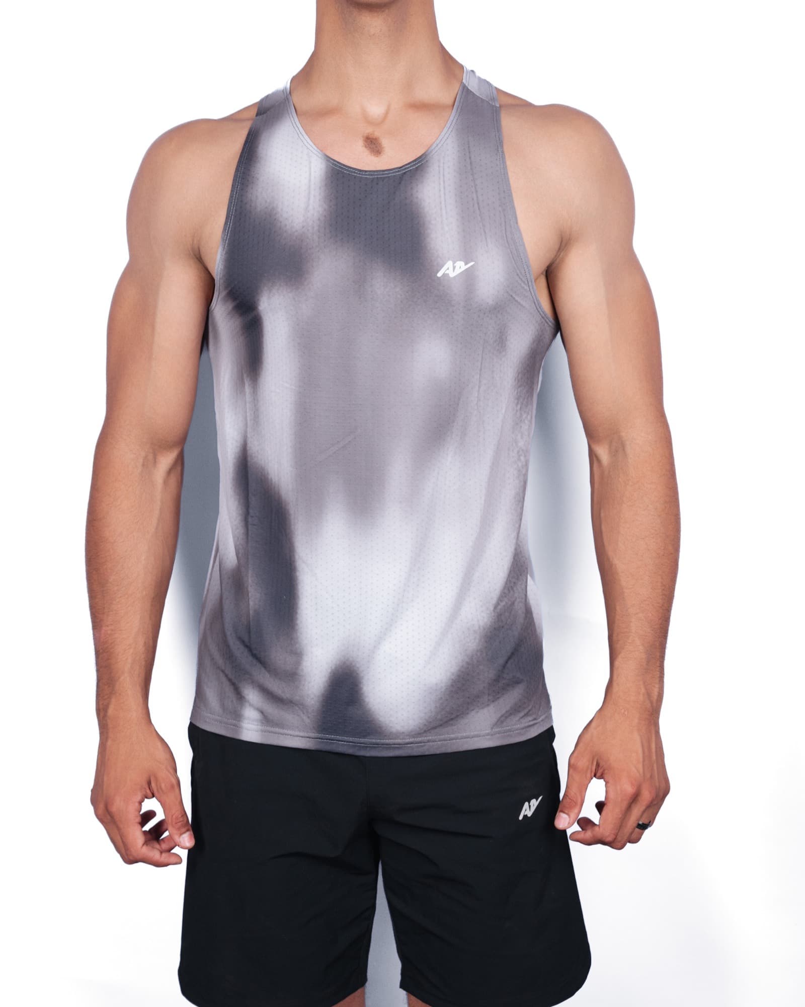 Grey Tie-Dye Racerback Singlet, view 1