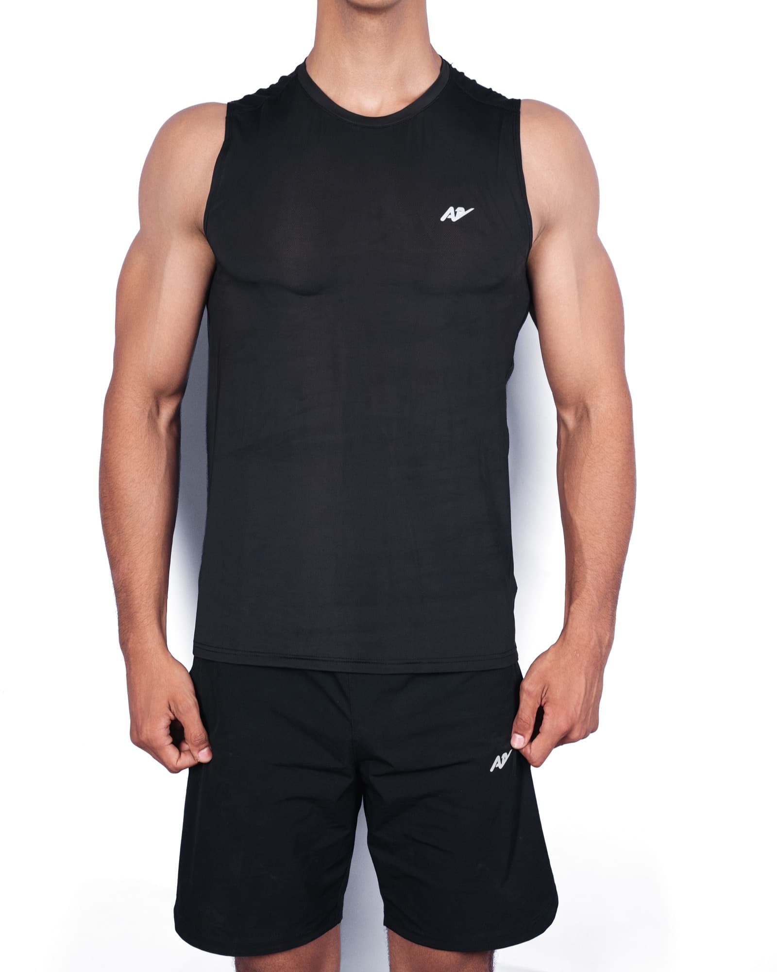 Black Sleeveless Training Tee, view 1