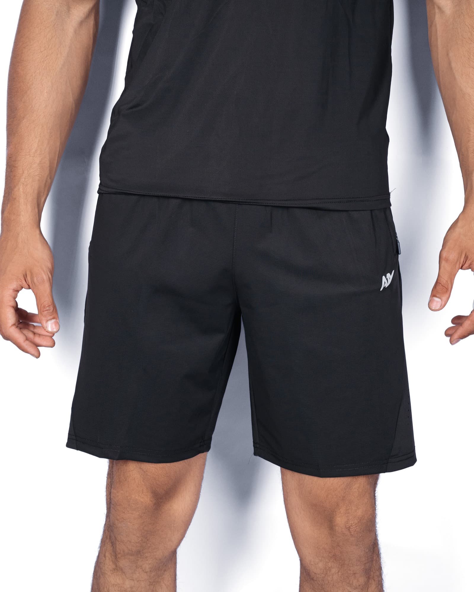 Black Zip Pocket Shorts, view 1