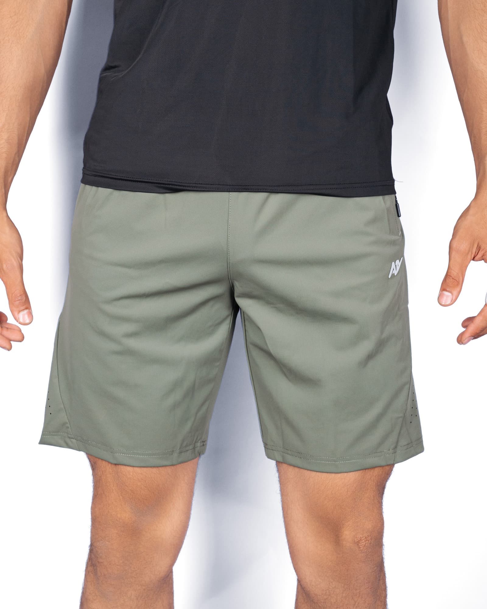Olive Zip Pocket Shorts, view 1