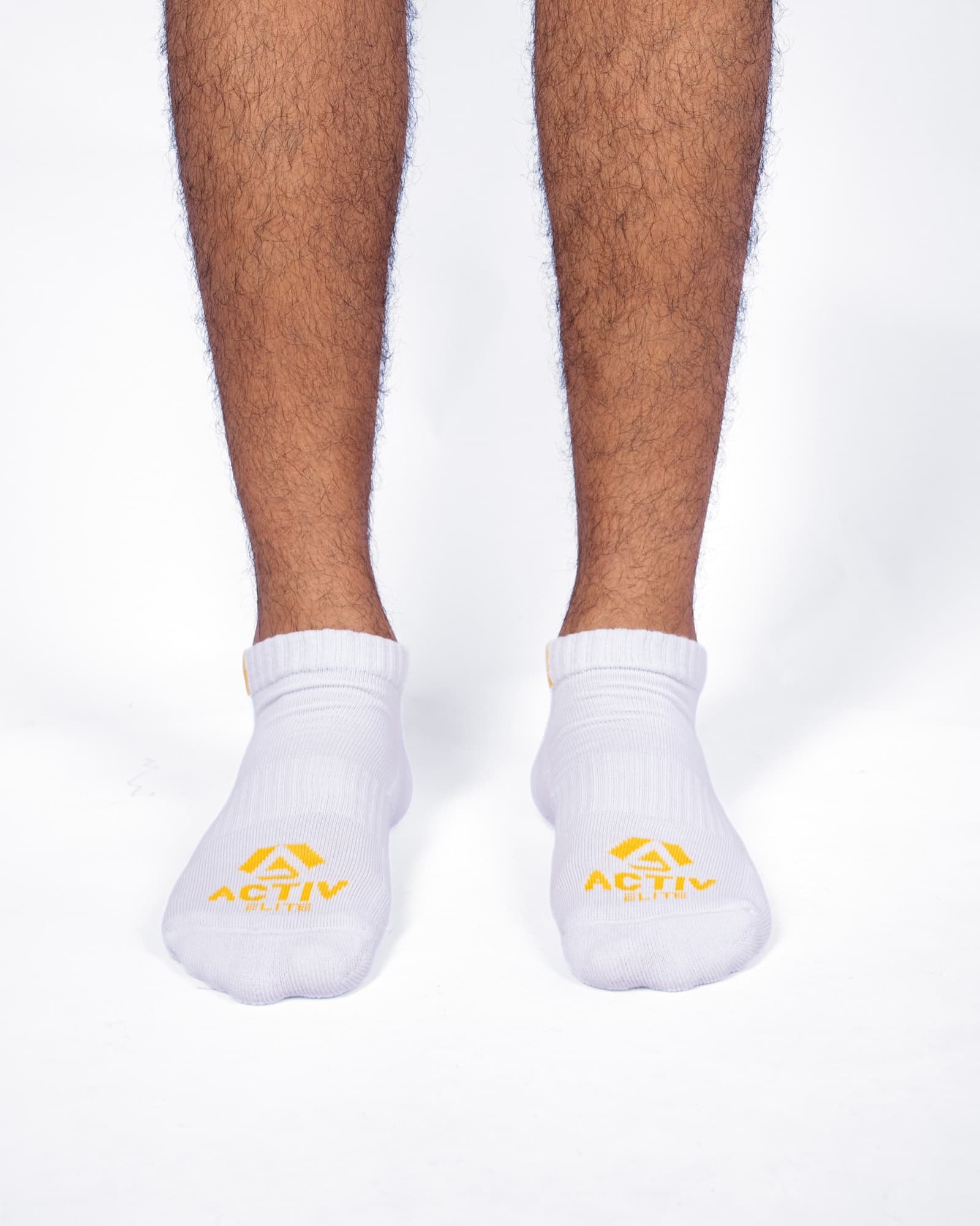 White Yellow-Logo Activ Ankle Socks, view 1