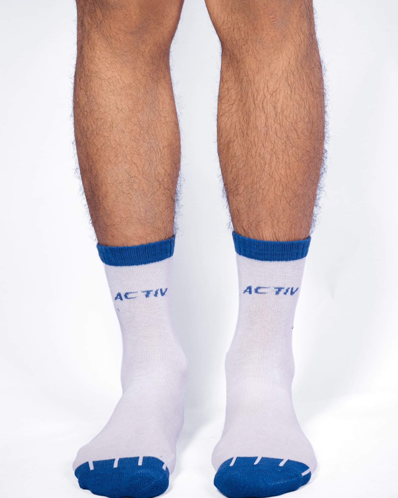 White and Blue Activ Crew Socks, view 1