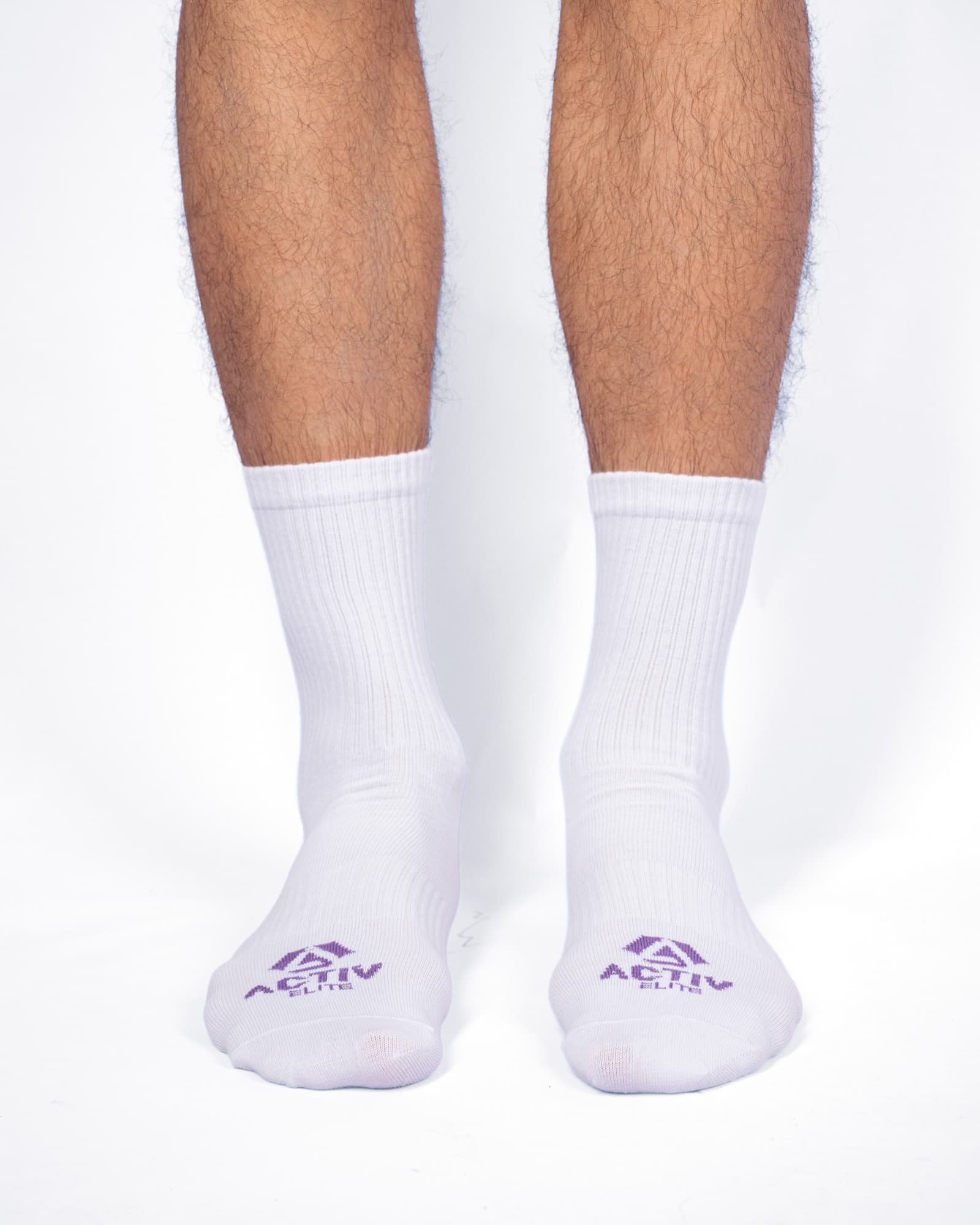 White Purple-Logo Activ Crew Socks, view 1