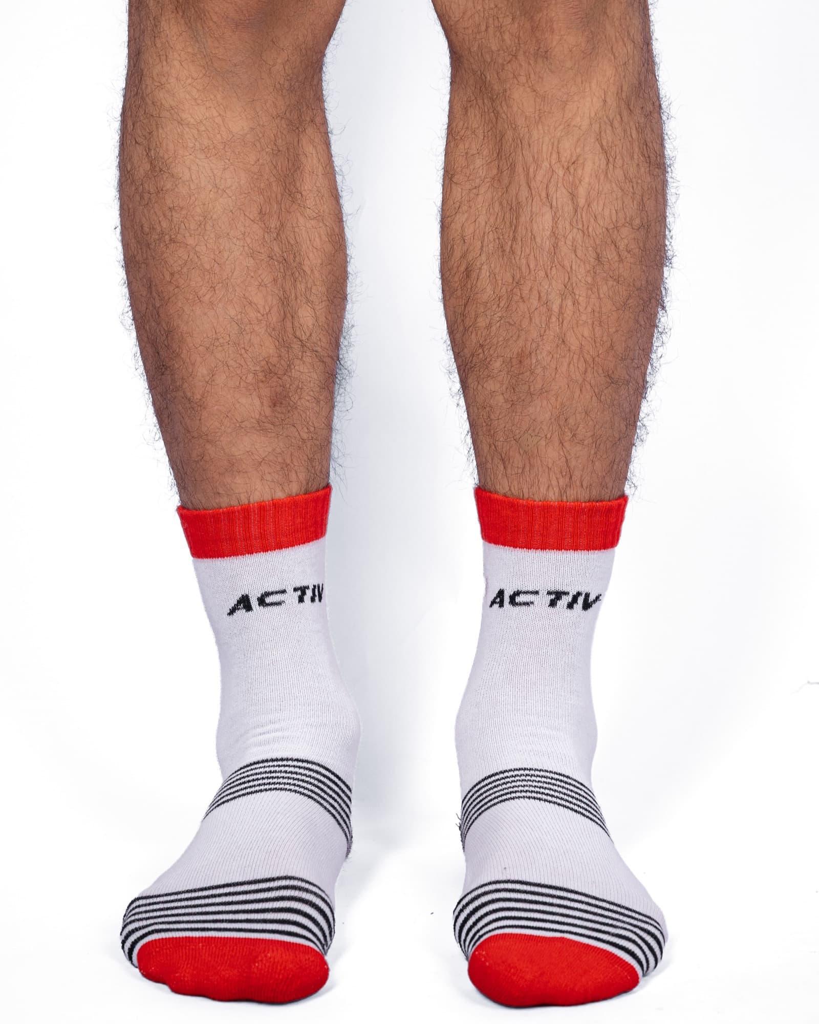 White Red-Cuff Activ Crew Socks, view 1