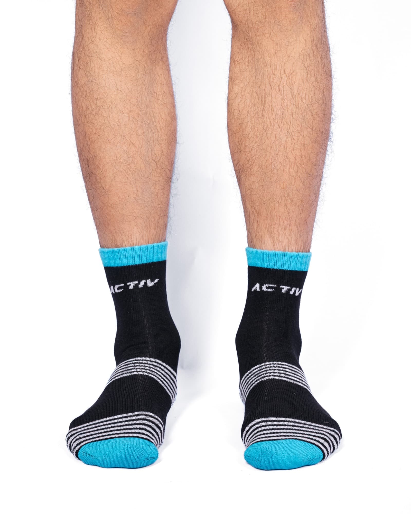 Black Blue-Cuff Activ Quarter Socks, view 1
