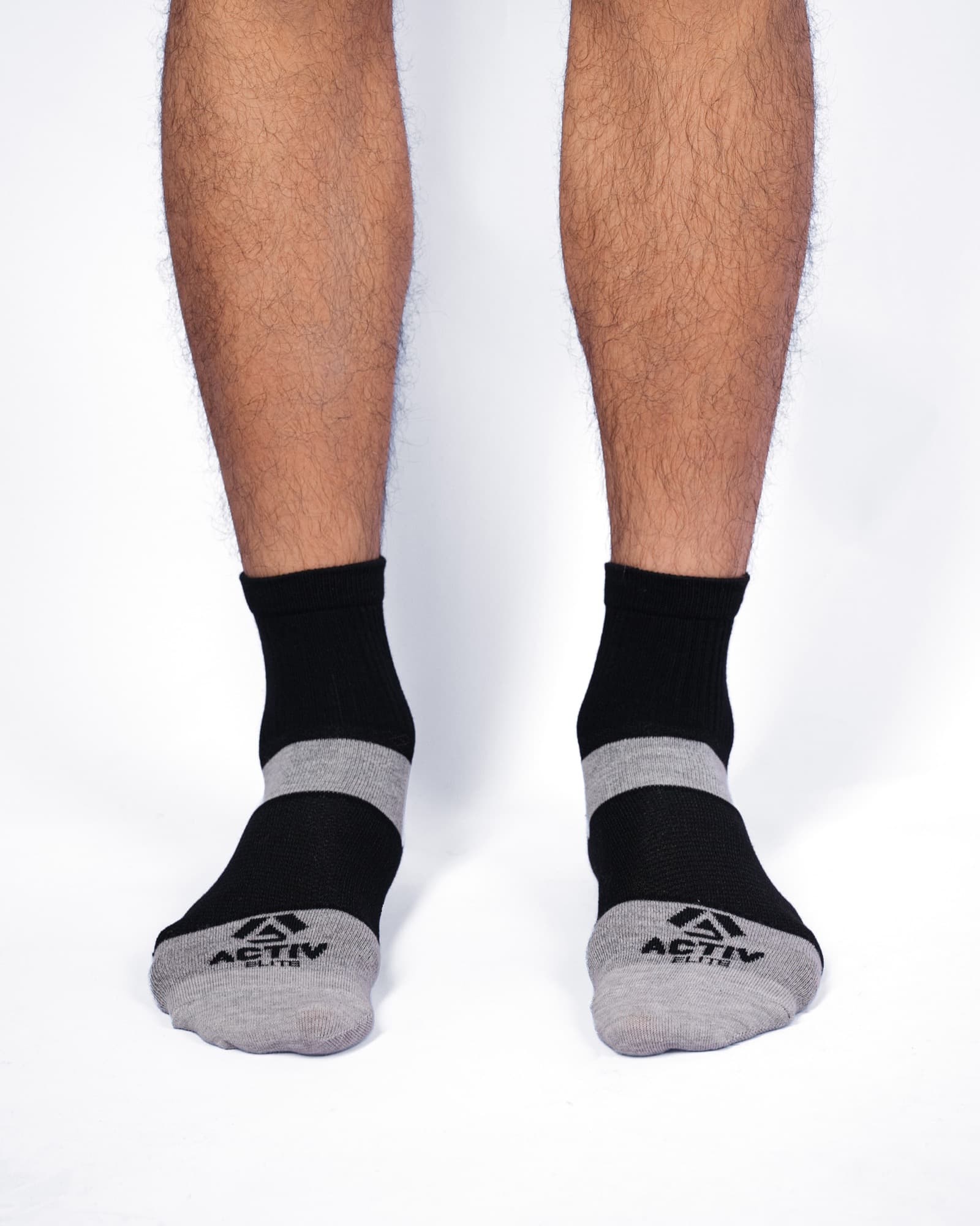 Black and Grey Activ Quarter Socks, view 1