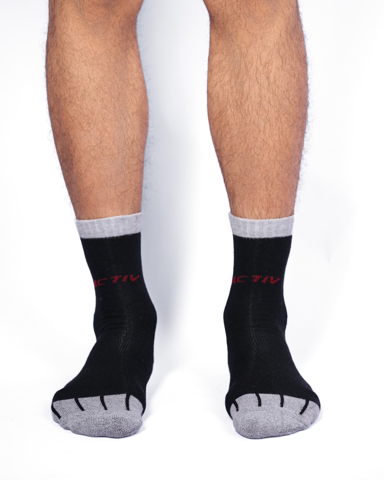 Black Grey-Cuff Activ Quarter Socks, view 1