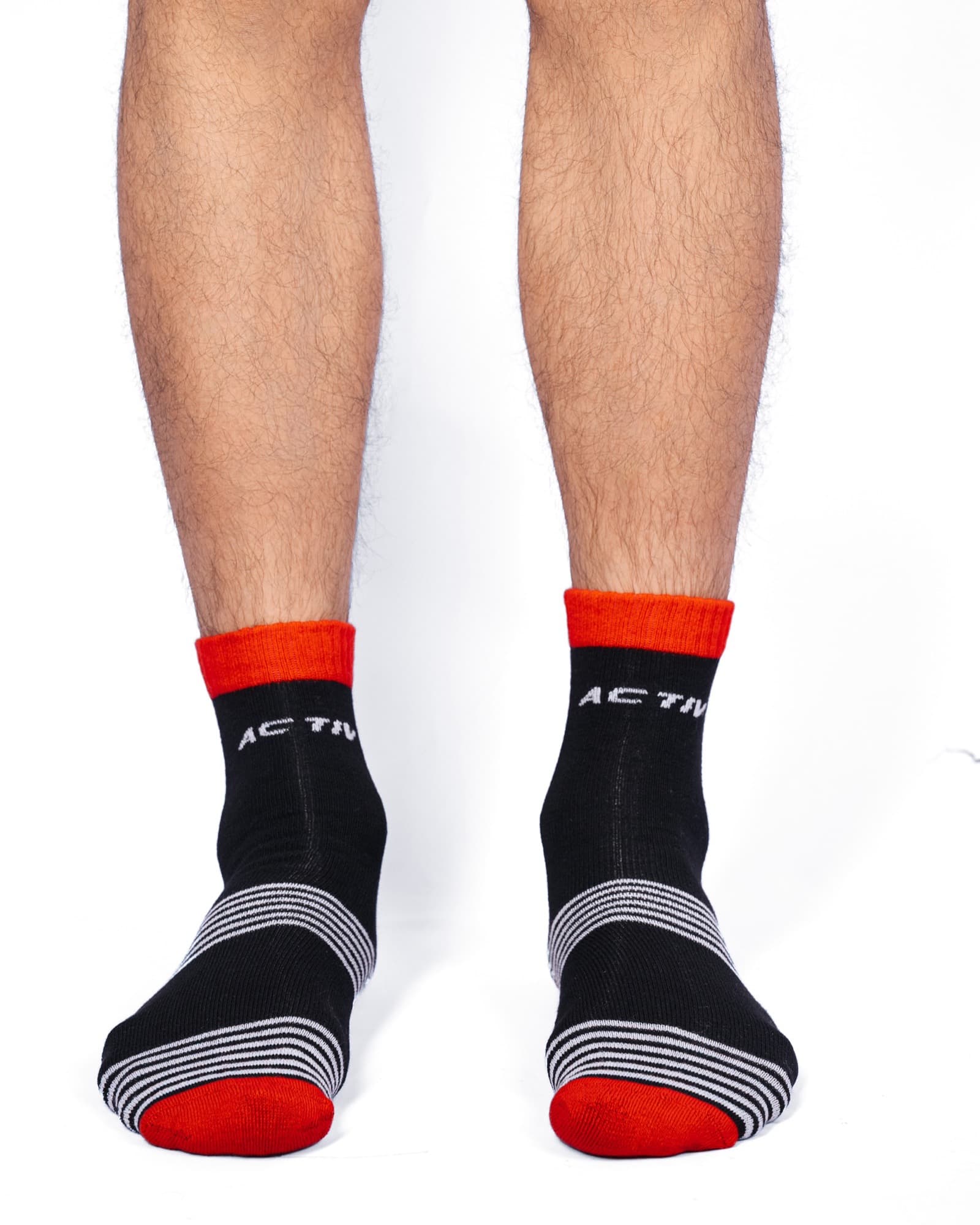 Black Red-Cuff Activ Quarter Socks, view 1