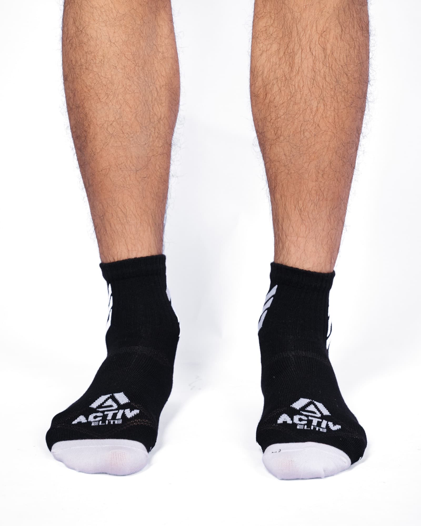 Black Graphic Activ Quarter Socks, view 1
