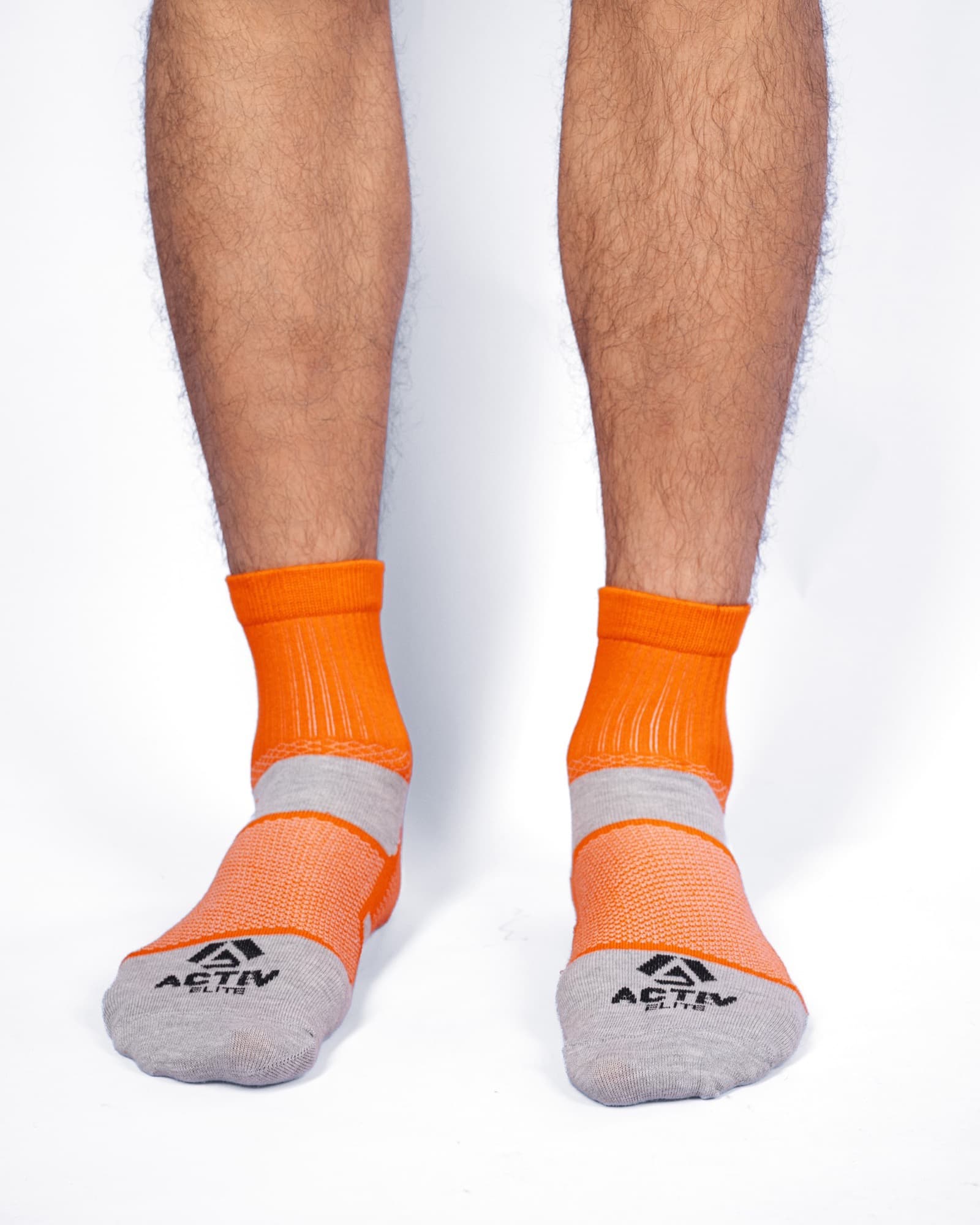 Orange and Grey Activ Quarter Socks, view 1