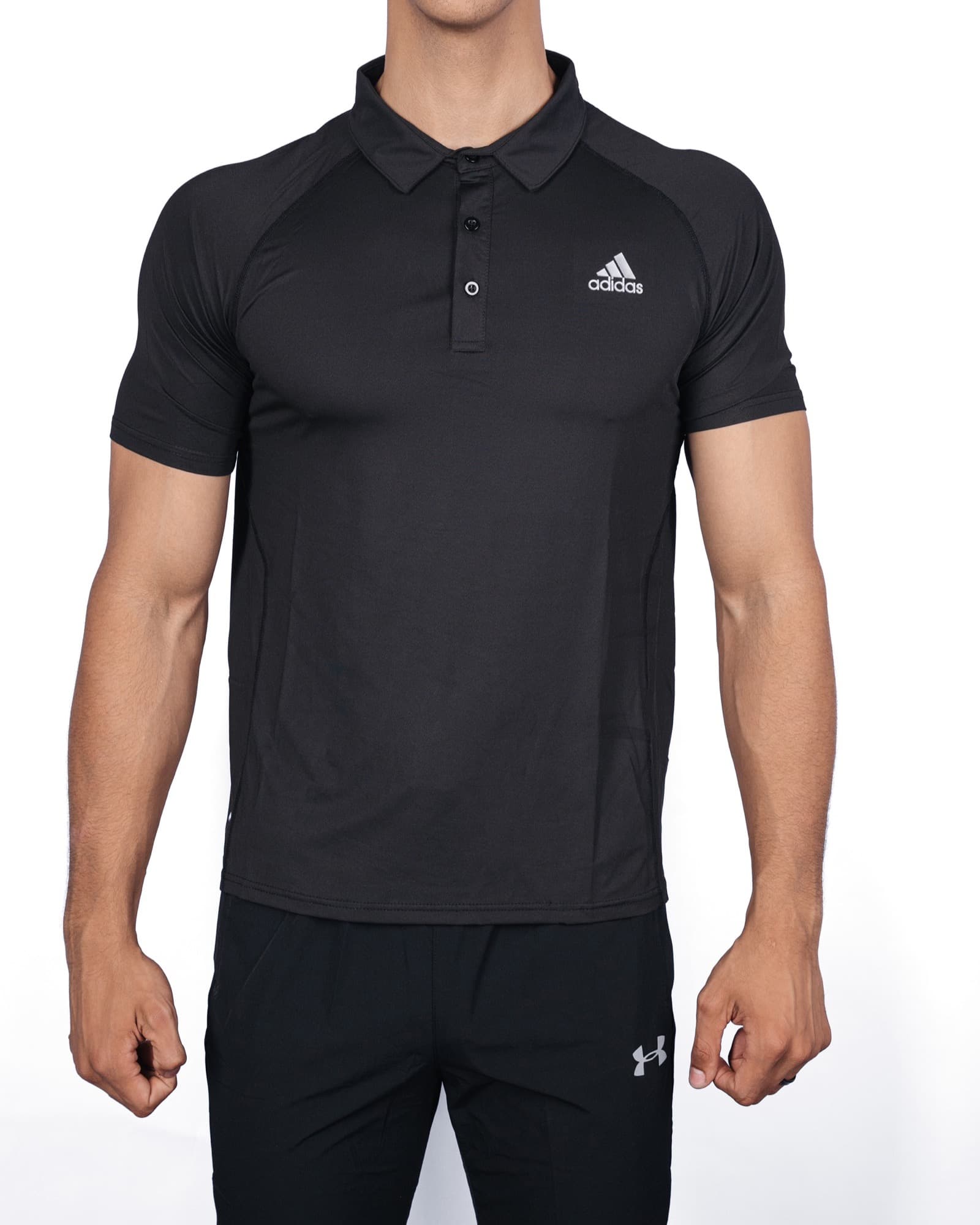 Black Adidas Polo, view 1