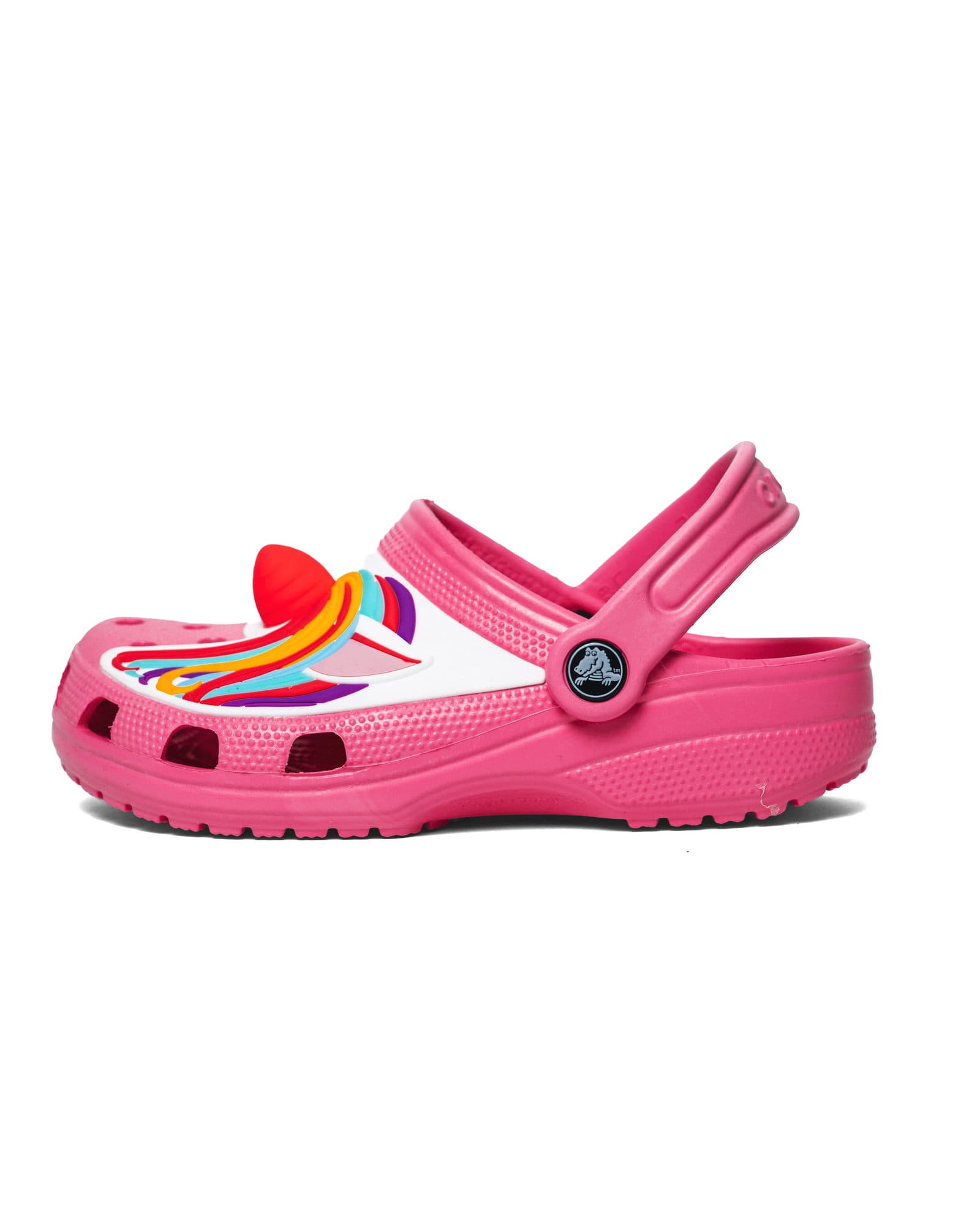Pink Rainbow Kids Crocs, view 1