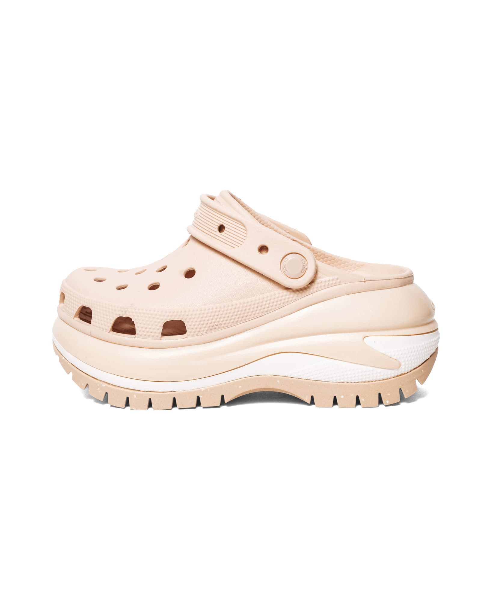 Beige Mega Crush Crocs, view 1