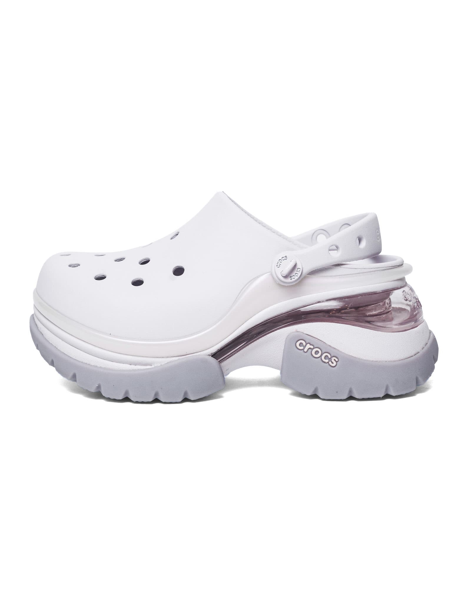 White Lilac Mega Crush Crocs, view 1