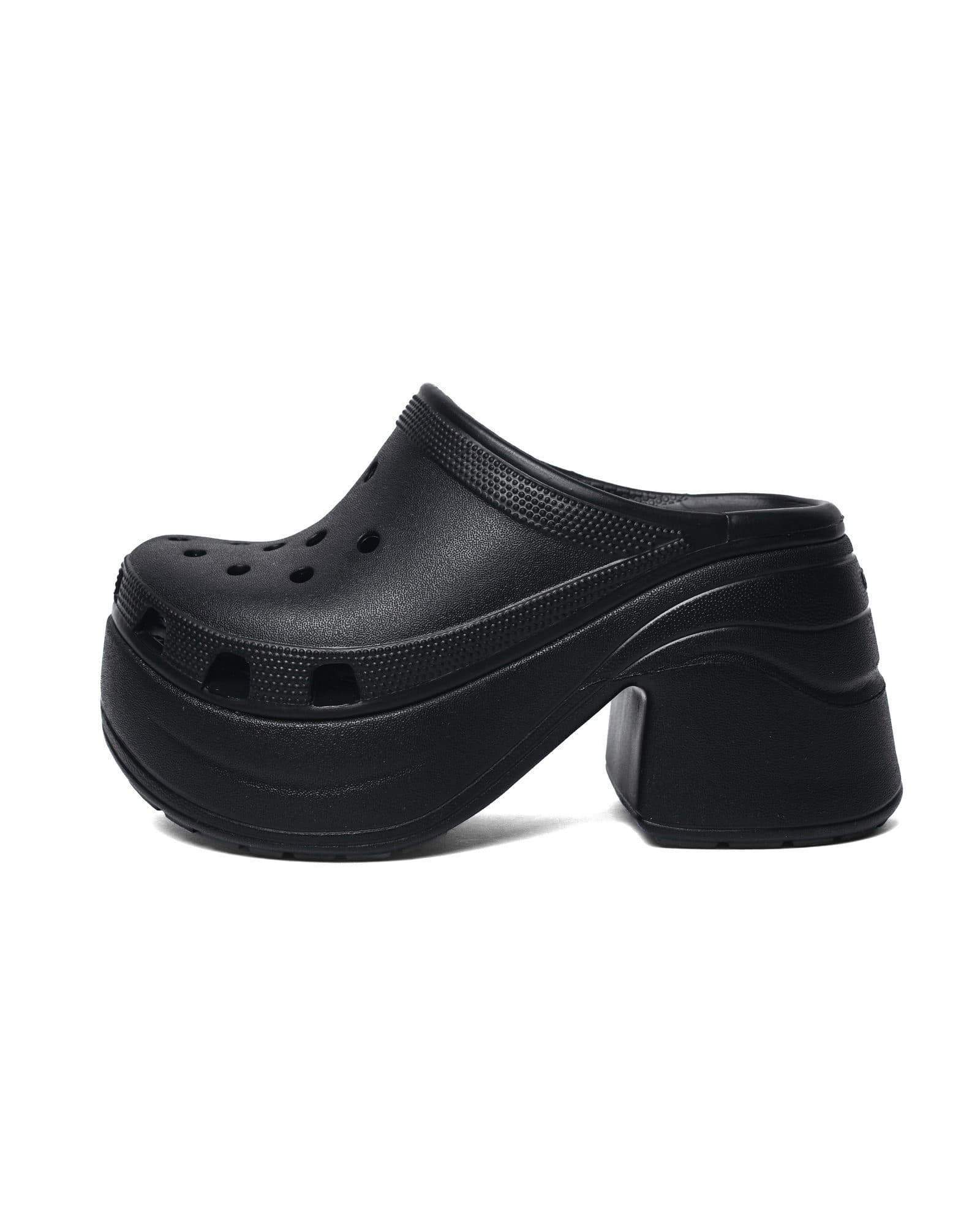 Black Platform Crocs, view 1