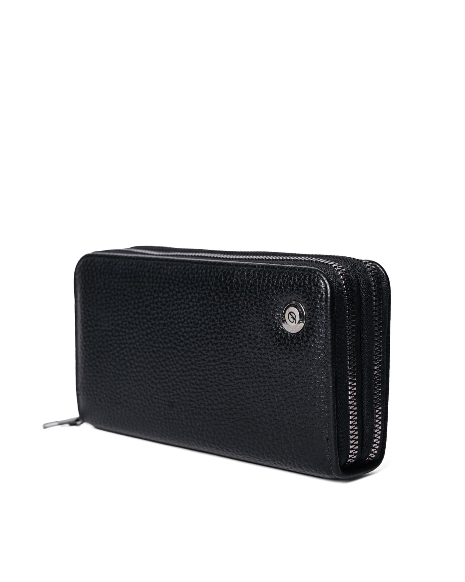 Black Double-Zip Long Wallet, view 1