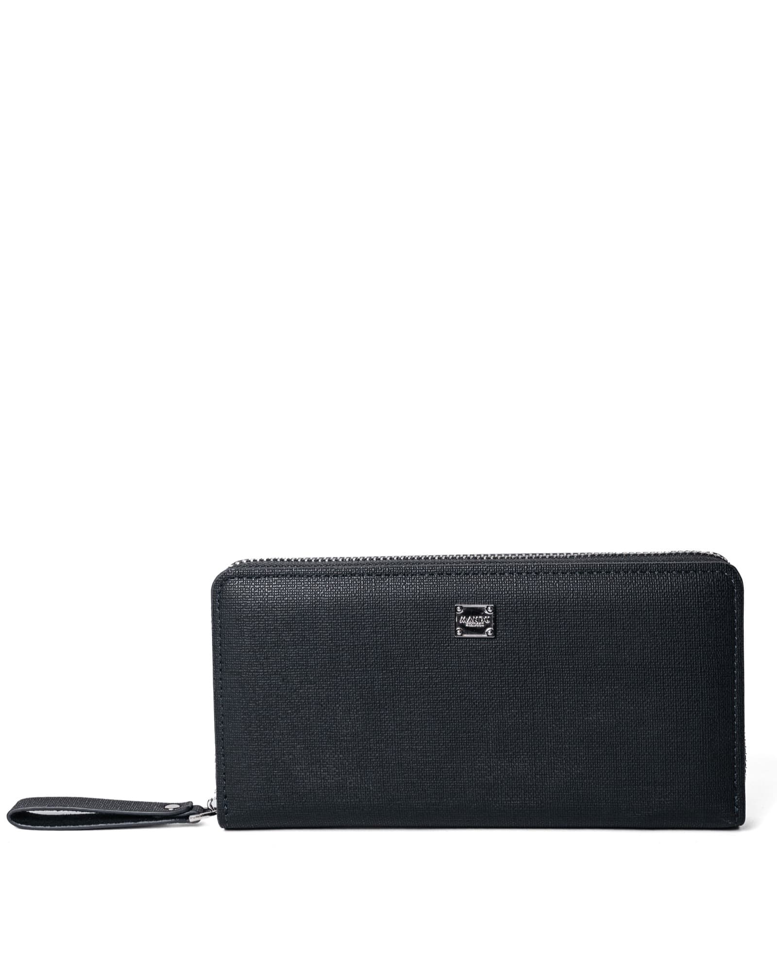 Black Crosshatch Mandu Zip-Around Wallet, view 1