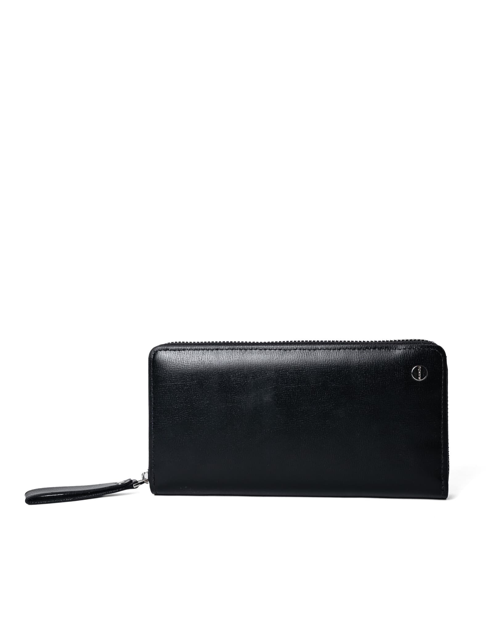 Black Smooth Mandu Zip-Around Wallet, view 1