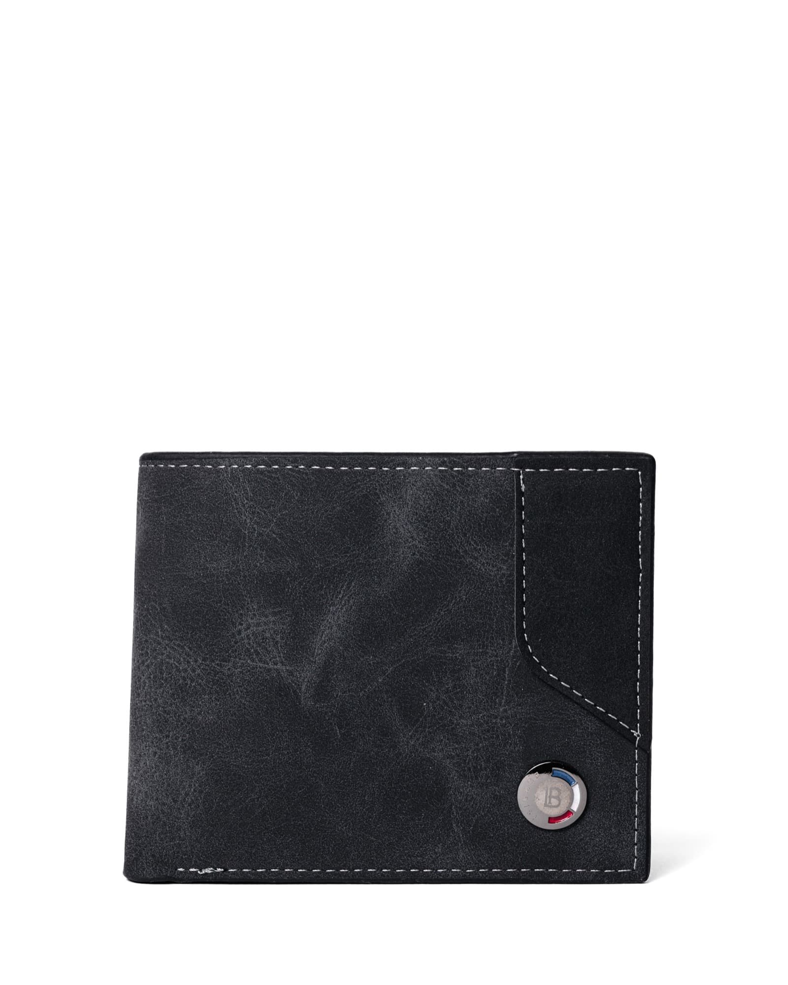 Black Distressed Bifold Wallet, view 1