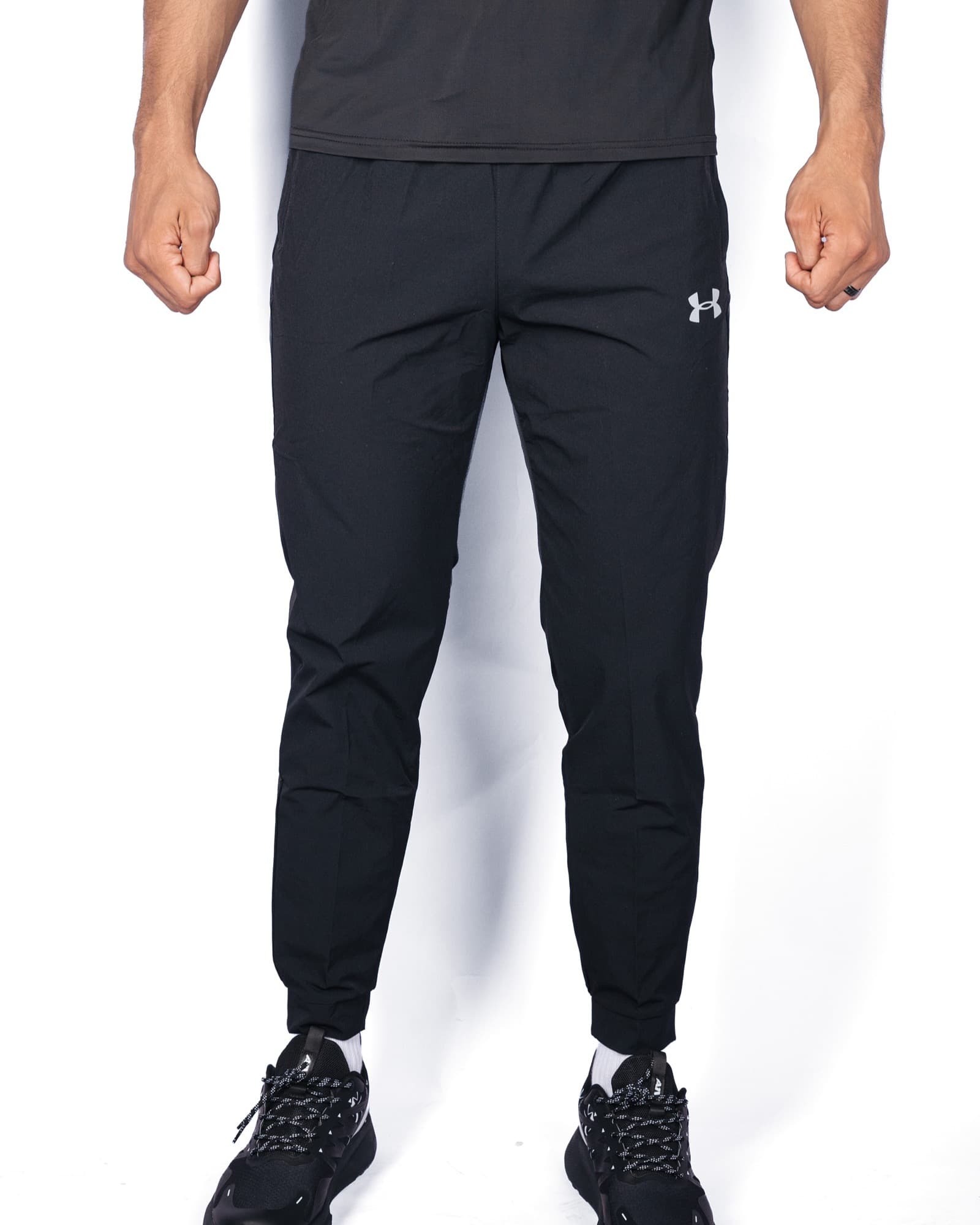 Black Under Armour Woven Joggers, view 1
