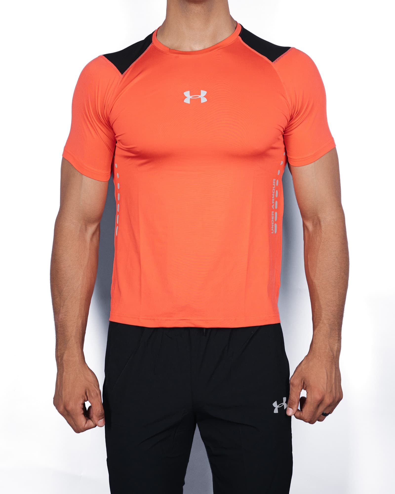 Orange and Black Under Armour Training Tee, view 1